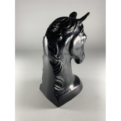 101 - A BRONZE STYLE BUST OF A HORSES HEAD HEIGHT 14CM