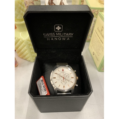 199 - A SWISS MILITARY 'HANOWA' WRISTWATCH - BOXED