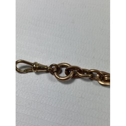 655 - A GOLD PLATED 1/2 ALBERT CHAIN