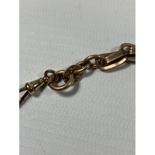 655 - A GOLD PLATED 1/2 ALBERT CHAIN