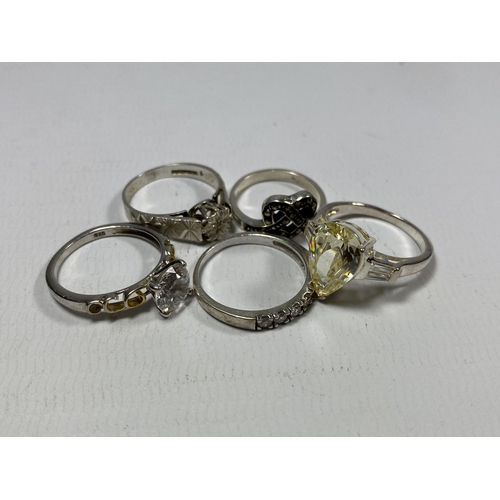 675 - FIVE ASSORTED SILVER RINGS