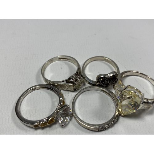 675 - FIVE ASSORTED SILVER RINGS