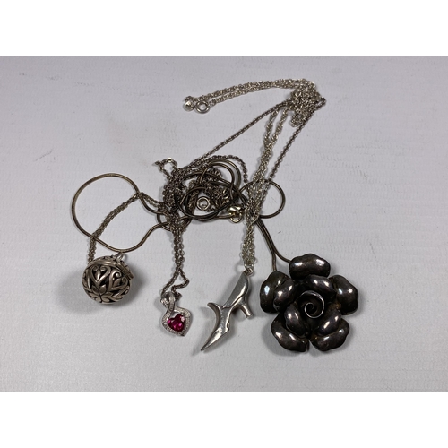 691 - FOUR ASSORTED SILVER NECKLACES