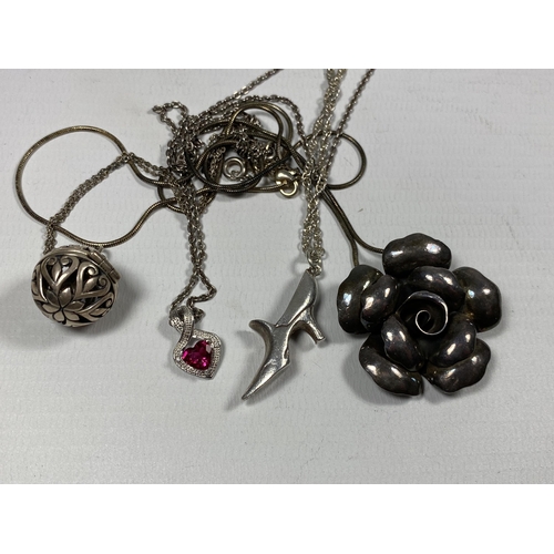 691 - FOUR ASSORTED SILVER NECKLACES