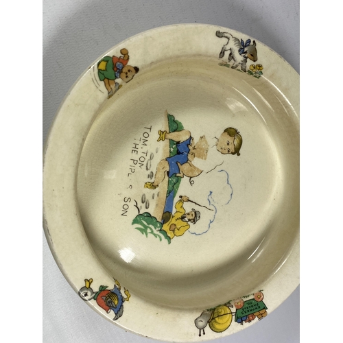 782 - A 1950'S BESWICK TOM TOM THE PIPERS SON NURSERY DISH, GOLD BACKSTAMP