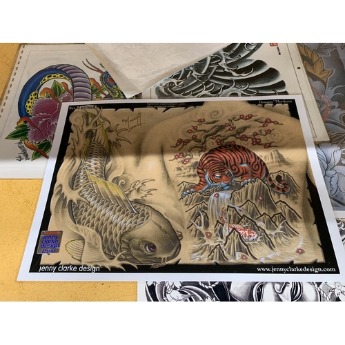 846 - TEN LAMINATED LIMITED EDITION ORIENTAL TATTOO DESIGNS