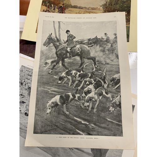 908 - A LARGE QUANTITY OF COUNTRYSIDE PRINTS TO INCLUDE HUNTING, DOGS, ETC