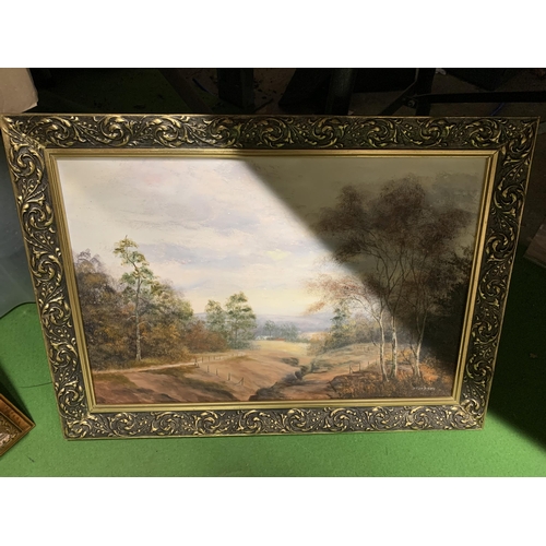 994 - TWO OILS ON BOARD, ONE OF A WATERMILL SIGNED R HAMNETT '89, A COUNTRY SCENE SIGNED J PEARSON AND A F... 