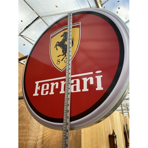 1219 - AN ILLUMINATED CIRCULAR DOUBLE SIDDED FERRARI WALL SIGN