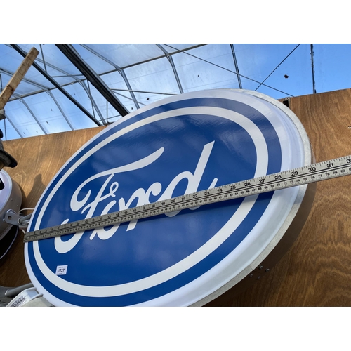 1227 - AN ILLUMINATED DOUBLE SIDED FORD WALL HANGING SIGN