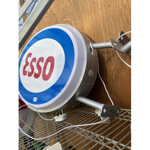 1229 - AN ILLUMINATED DOUBLE SIDED ESSO WALL HANGING SIGN