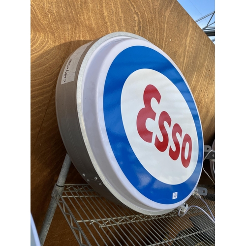 1229 - AN ILLUMINATED DOUBLE SIDED ESSO WALL HANGING SIGN