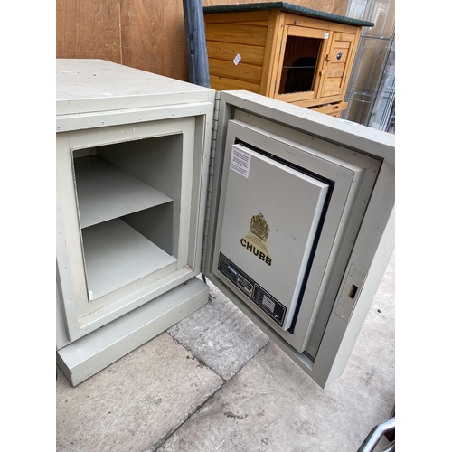 1281 - A LARGE CHUBB SAFE (UNLOCKED BUT NO KEY PRESENT)