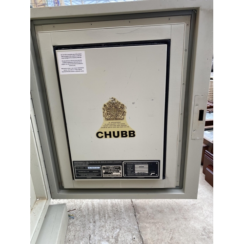 1281 - A LARGE CHUBB SAFE (UNLOCKED BUT NO KEY PRESENT)