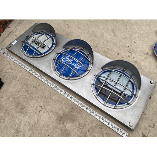 1586 - A FORD RS2000 ILLUMINATED LIGHT BOX SIGN WITH THREE IMAGES IN SEPERATE HEADLIGHT DESIGN- WORKING ORD... 