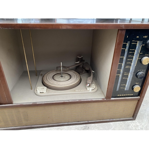 2116 - A RETRO TEAK FERGUSON STEREO WITH MONARCH RECORD DECK