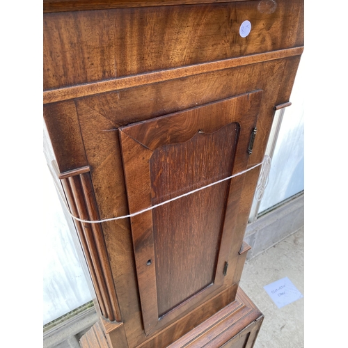 2208 - A VICTORIAN MAHOGANY EIGHT-DAY LONGCASE CLOCK WITH PAINTED ENAMEL DIAL, BY THOS. METCALFE, STOCKTON