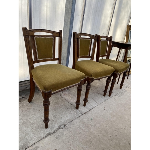 2241 - THREE LATE VICTORIAN OAK DINING CHAIRS