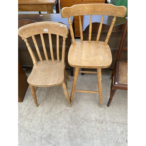 2275 - A VICTORIAN STYLE KITCHEN CHAIR AND KITCHEN STOOL