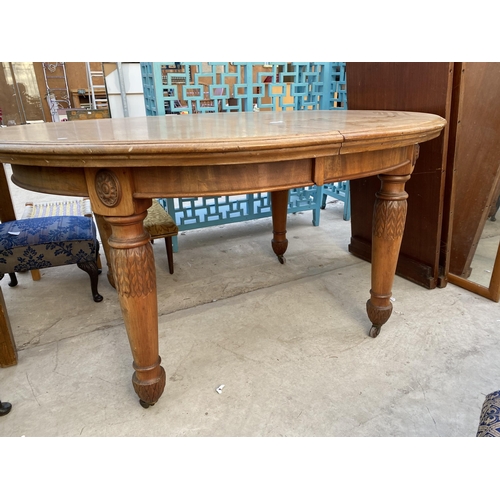 2323 - A VICTORIAN MAHOGANY WIND OUT DINING TABLE, 56