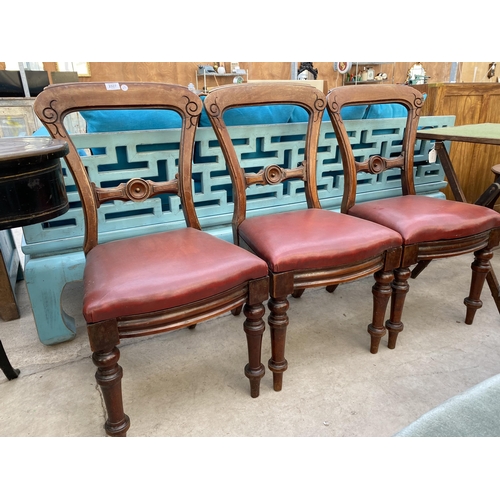 2327 - THREE VICTORIAN MAHOGANY DINING CHAIRS