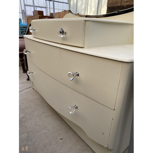 2331 - A MID 20TH CENTURY PAINTED DRESSING CHEST WITH GLASS KNOBS