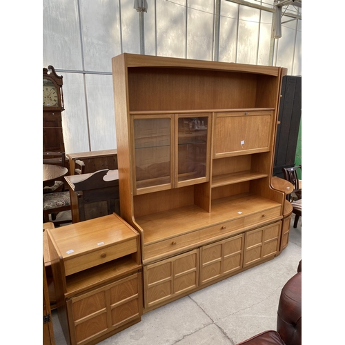 2364 - A RETRO TEAK 'NATHAN' LOUNGE UNIT WITH CORNER RETURN AND SMALLER UNIT