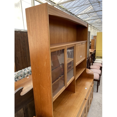 2364 - A RETRO TEAK 'NATHAN' LOUNGE UNIT WITH CORNER RETURN AND SMALLER UNIT