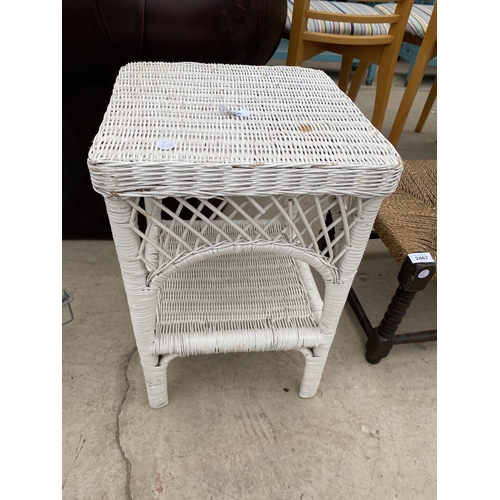 2466 - A WICKER TWO TIER TABLE