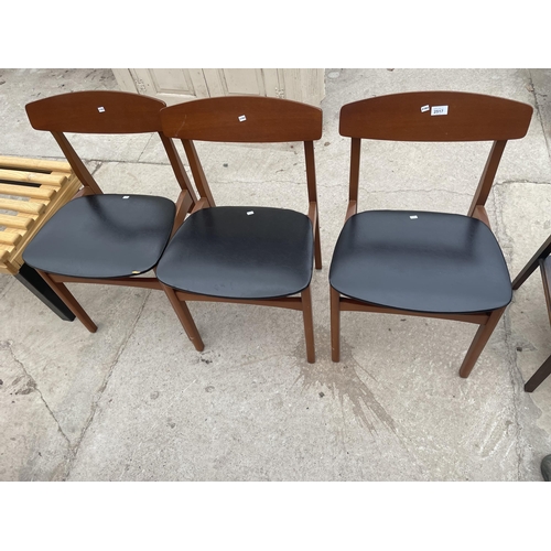 2517 - THREE RETRO TEAK DINING CHAIRS