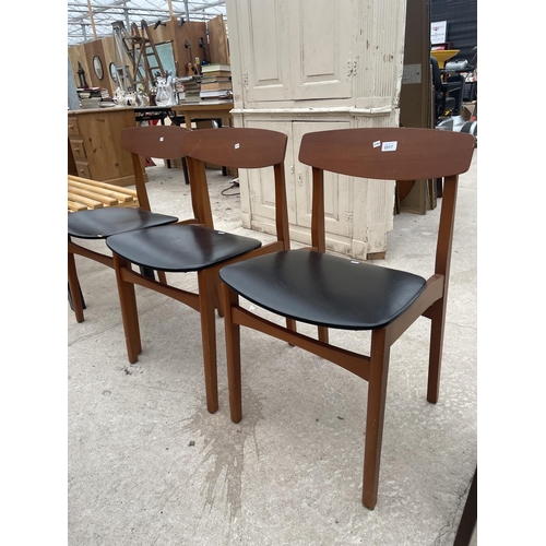 2517 - THREE RETRO TEAK DINING CHAIRS