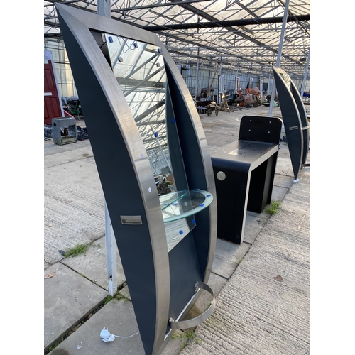 1133 - 3 REM  MIRRORS, 1 REM NAIL STATION AND 1 HAIR DRESSER CHAIR  NO VAT