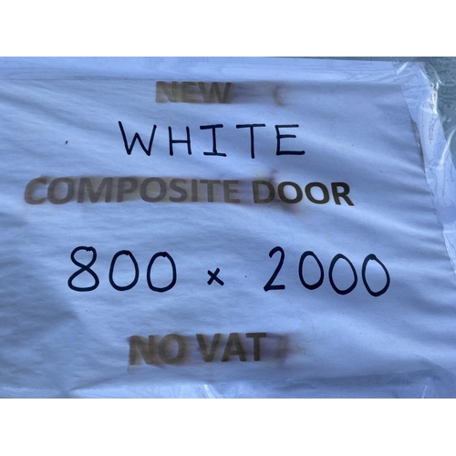 610 - A NEW WHITE COMPOSITE DOOR AND FRAME  800MM X 2000MM LOCK AND KEYS IN LETTERBOX  NO VAT