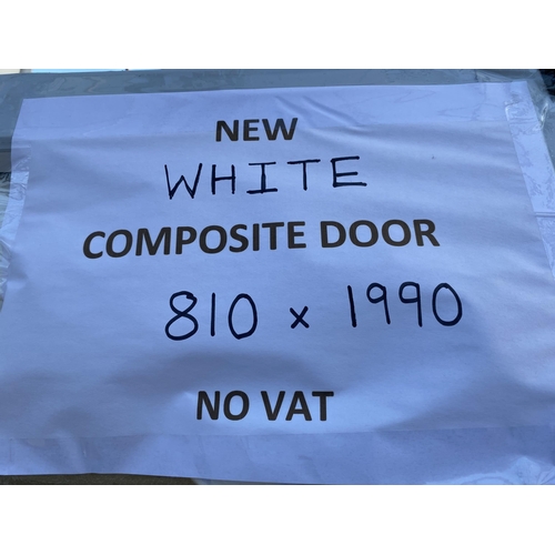 616 - A NEW WHITE COMPOSITE DOOR  AND  FRAME 810MM X 1990MM LOCK AND KEYS IN LETTERBOX NO VAT