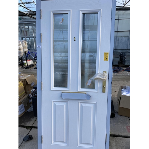 618 - A NEW WHITE COMPOSITE DOOR  AND  FRAME 925MM X 2035 MM  3 KEYS  NO VAT