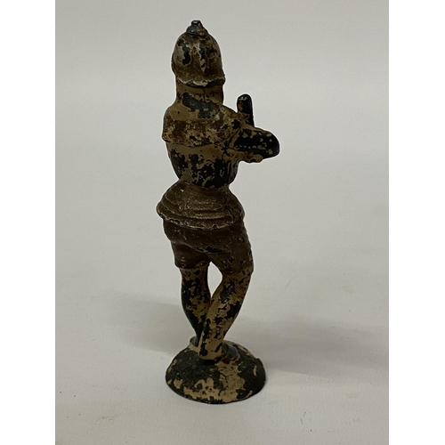 593 - AN UNUSUAL, POSSIBLY BRONZE, MODEL OF A SWORDSMAN