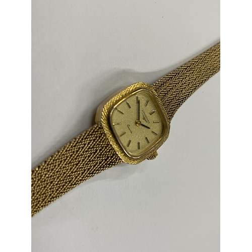 552 - A 9CT YELLOW GOLD CASED LADIES LONGINES QUARTZ WATCH WITH 9CT YELLOW GOLD MESH STRAP, TOTAL WEIGHT 2... 