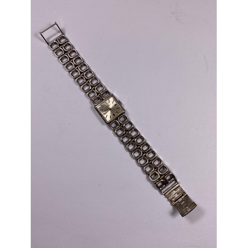 584 - A JEAN RENET SWISS LADIES WATCH WITH HALLMARKED SILVER STRAP