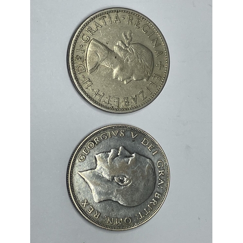 303 - TWO HALF CROWNS TO INCLUDE A 1923 AND A 1957