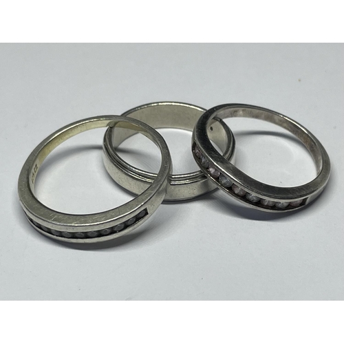 605 - FIVE VARIOUS MARKED SILVER RINGS