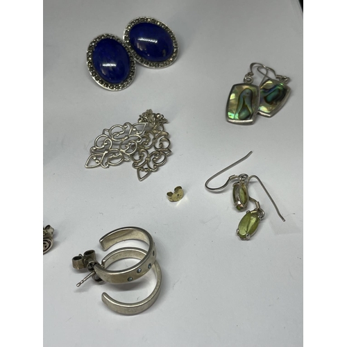 612 - TEN PAIRS OF VARIOUS SILVER EARRINGS