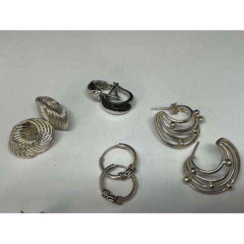 619 - TEN PAIRS OF VARIOUS SILVER EARRINGS