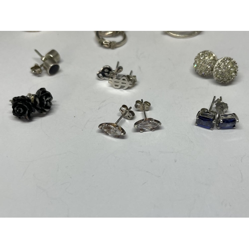 619 - TEN PAIRS OF VARIOUS SILVER EARRINGS