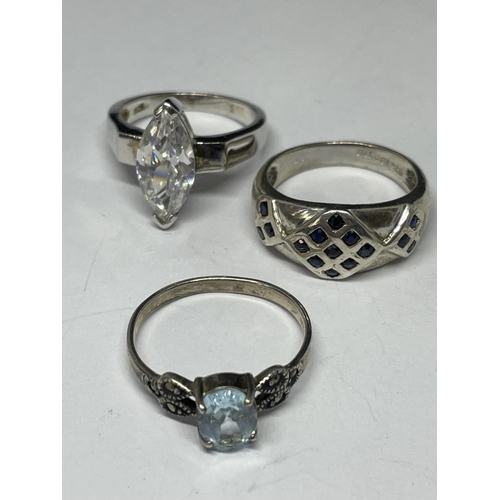 625 - FIVE VARIOUS SILVER RINGS