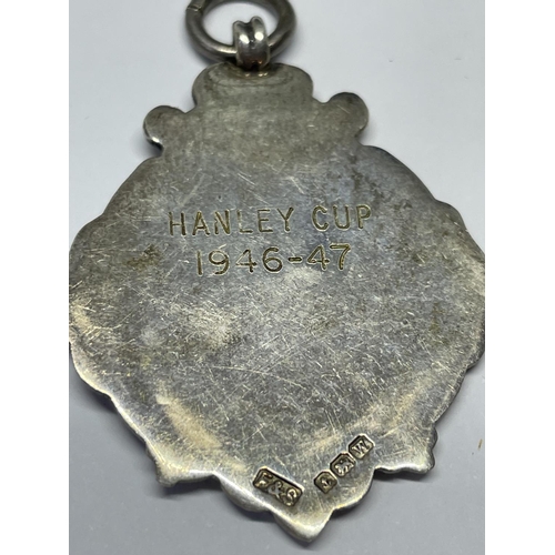 634 - A HALLMARKED BIRMINGHAM SILVER WATCH CHAIN FOB