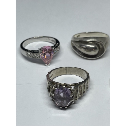 635 - FIVE VARIOUS SILVER RINGS