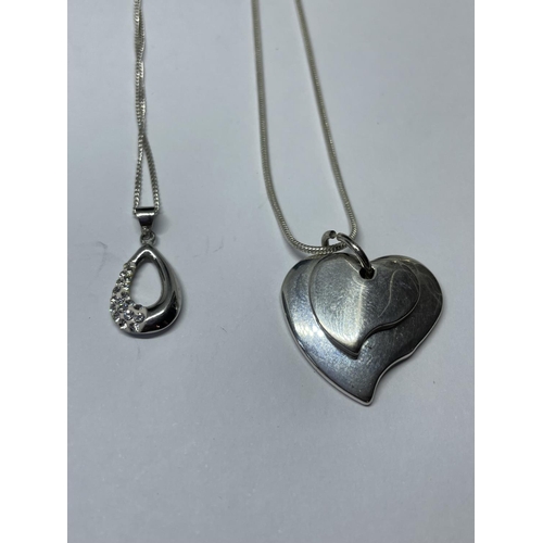 637 - FOUR MARKED SILVER NECKLACES WITH PENDANTS