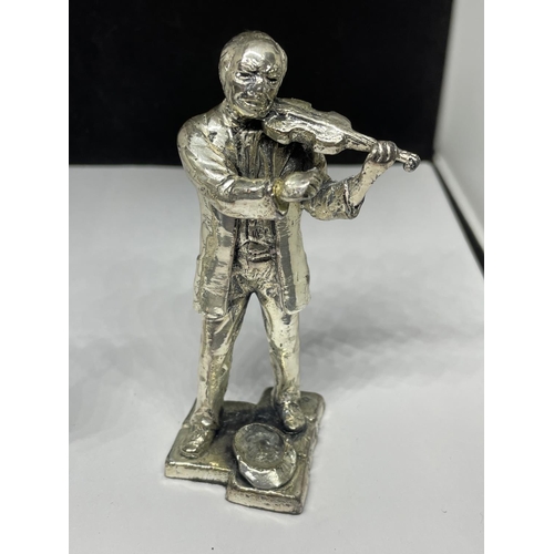 645 - TWO SILVER PLATED MUSICIAN FIGURES