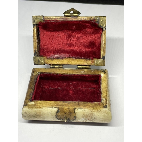 655 - A BONE AND BRASS BOUND BOX