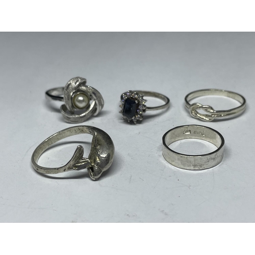 659 - FIVE VARIOUS SILVER RINGS